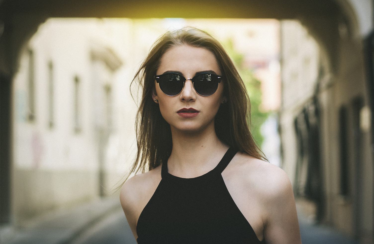 Attractive Blonde Wearing Sunglasses, Urban Portrait
