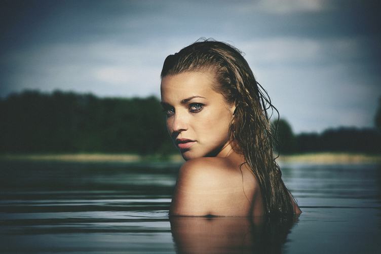 Nude Young Woman in the Water