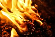 Closeup of Fire Flames on Black Background