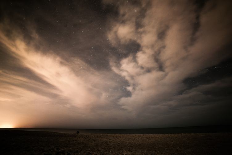 Starry Sky with Clouds on the Beach