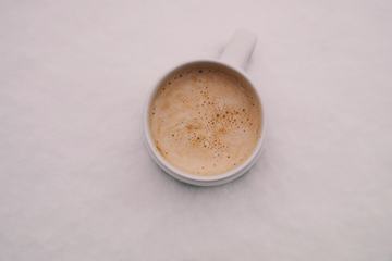 Top View of White Mug of Cappuccino