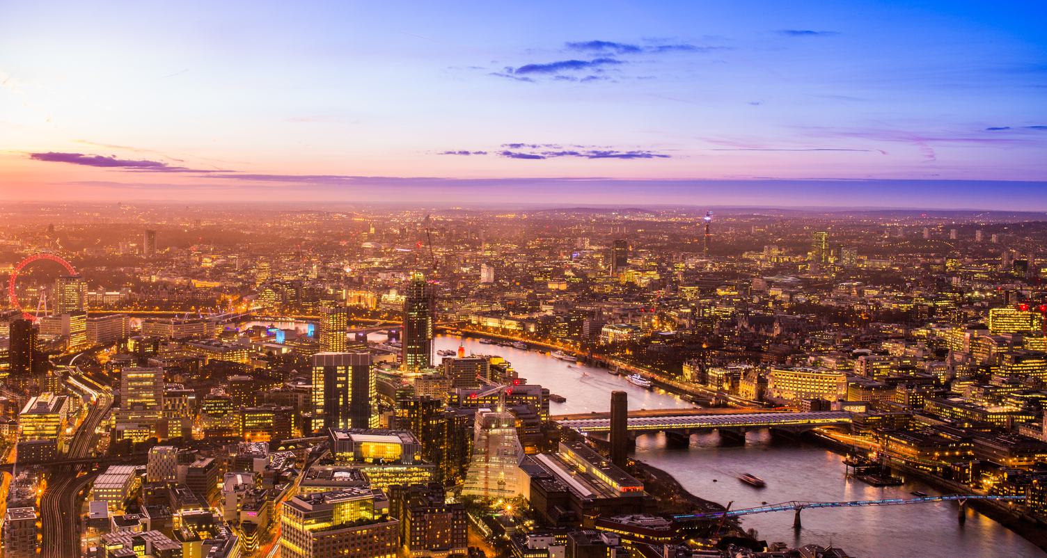 Aerial Cityscape View of London and the River Thames