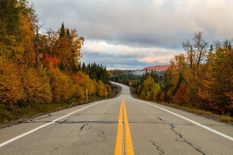 Empty Autumn Mountain Road