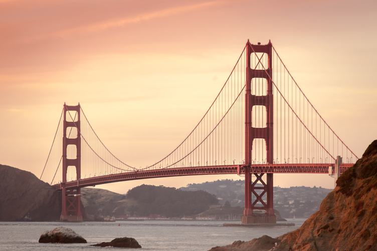 Famous Golden Gate Bridge at Sunset
