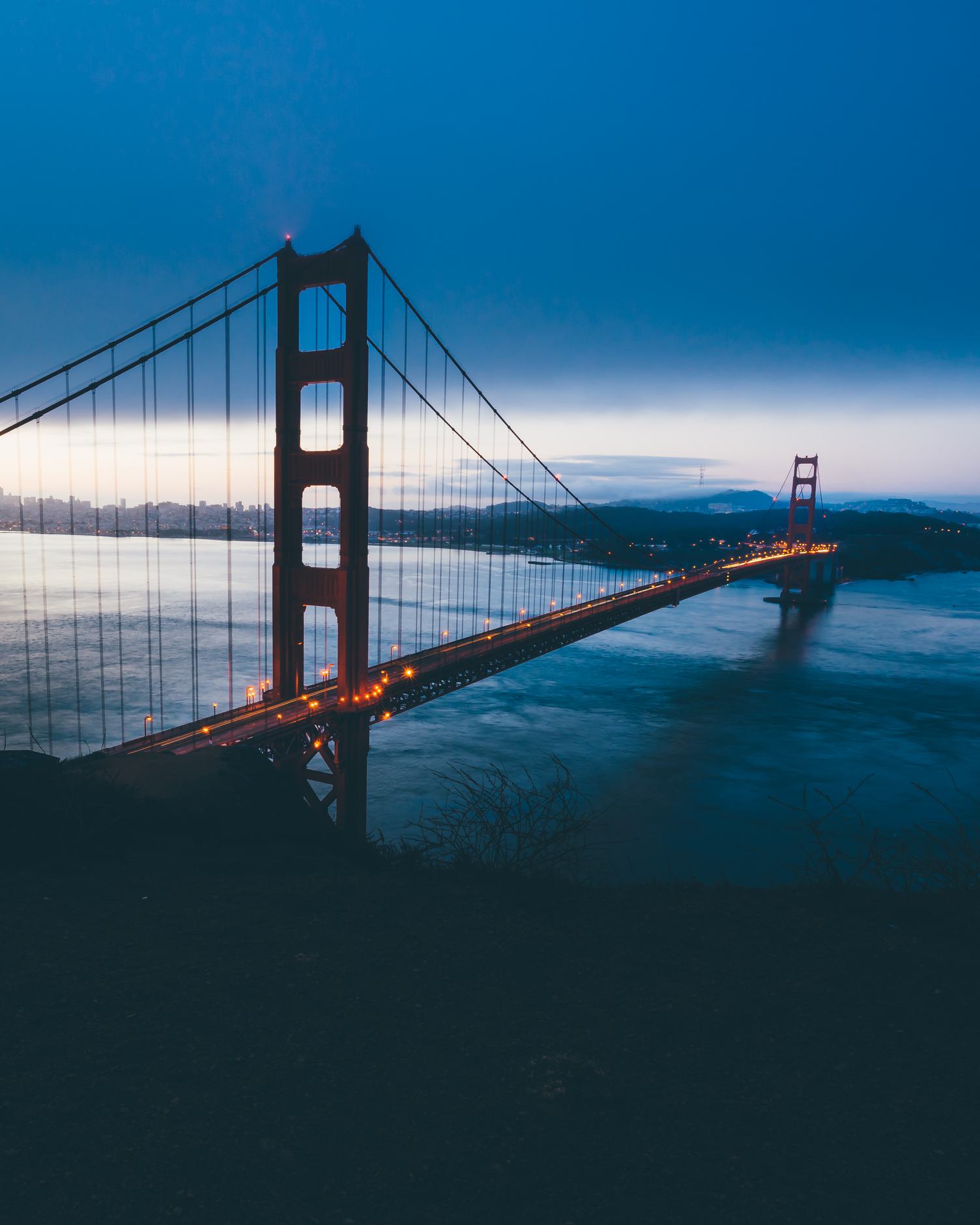 Famous Golden Gate Bridge, San Francisco at Night