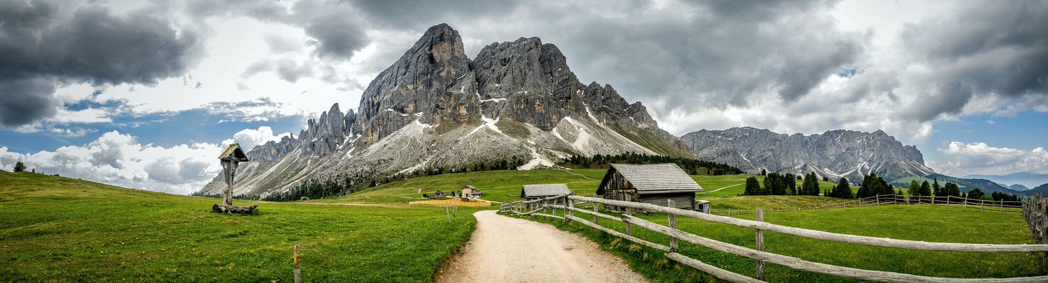 Panoramic view of Passo delle Erbe, South Tyrol in Italy
