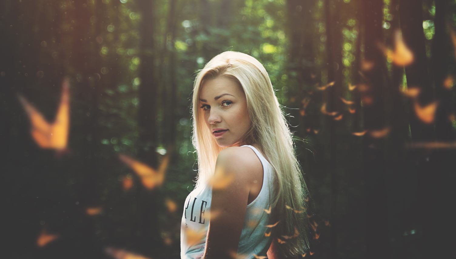 Attractive Blonde in a Forest