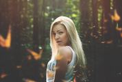 Attractive Blonde in a Forest