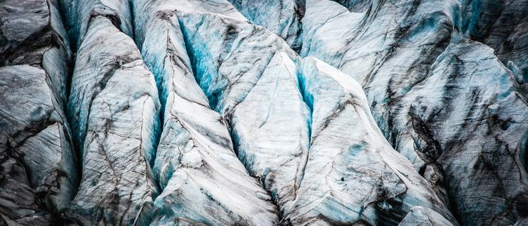 Closeup of Glacier with Dirty Snow