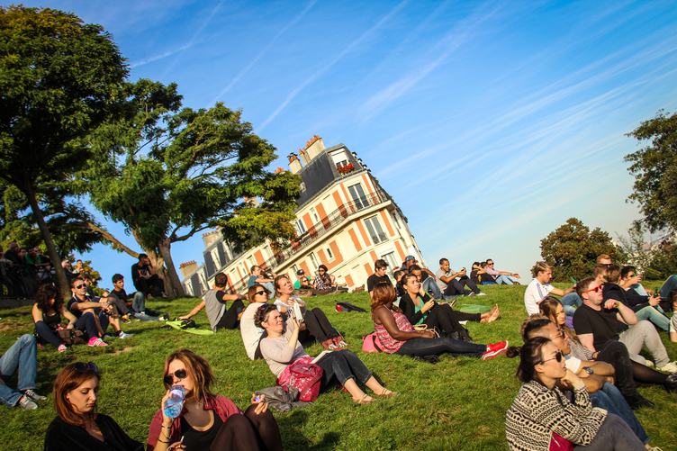People Sitting on the Grass, Montmartre Hill, Paris