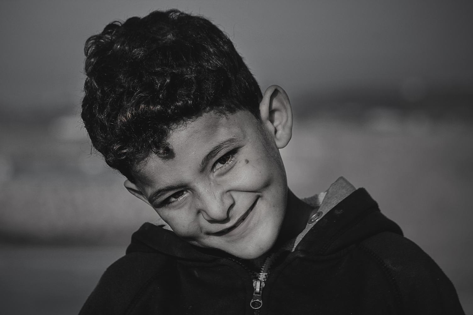 Black and White Portrait of a Boy