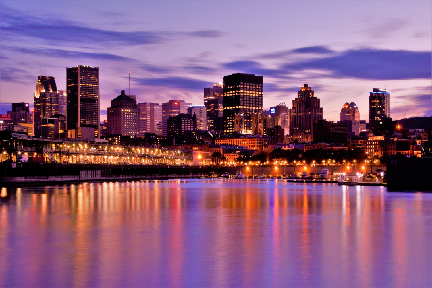 Montreal over River at Sunset
