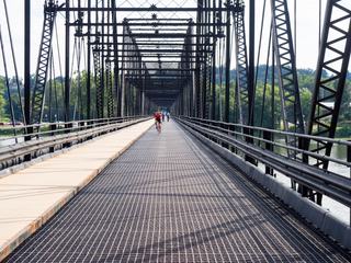 Metal Bridge with Cyclist