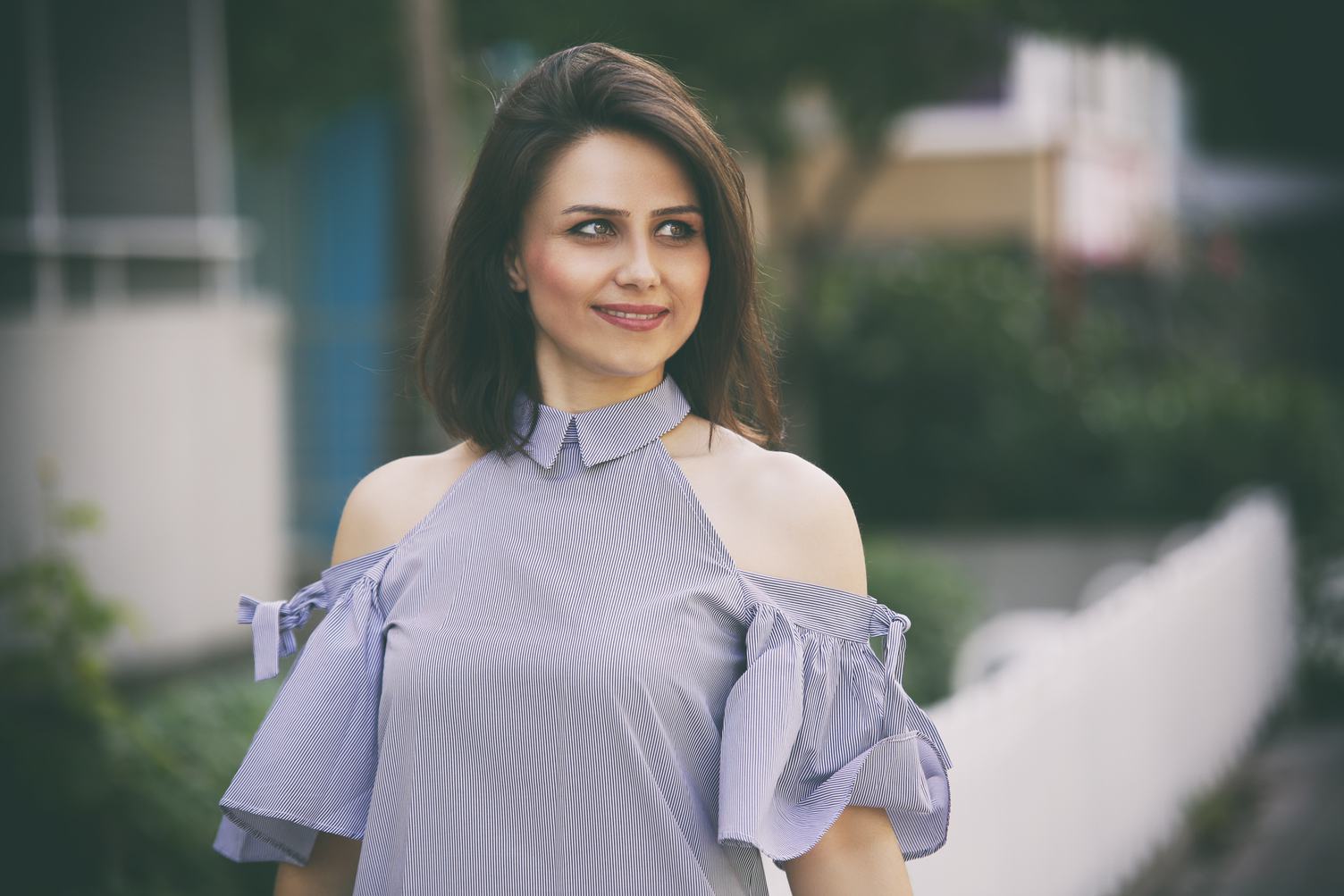 Outdoors Portrait of Brunette Woman