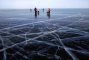 People on Frozen Lake Baikal