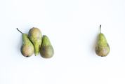 Four Pears on a White Background