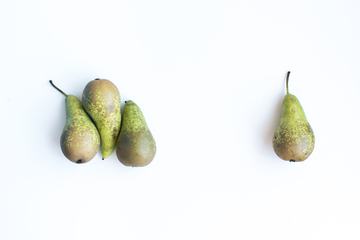 Four Pears on a White Background