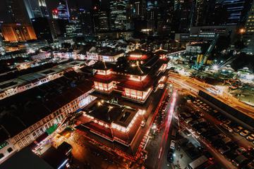 Buddha Tooth Relic Temple in Singapore at Night