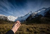 Ice in a Hand, Hooker Valley in New Zealand