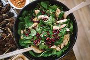 Salad with Baby Spinach, Pomegranate and Chicken