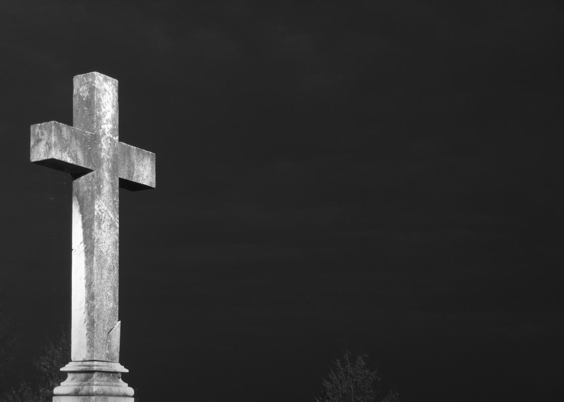 Free Photo: Stone Cross at Night in the Cemetery