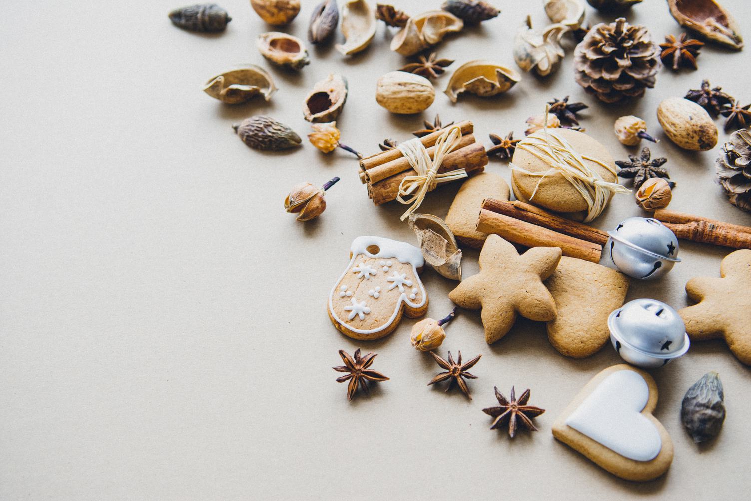 Christmas Composition Cookies, Pinecone, Cinnamon Sticks, Anise Stars