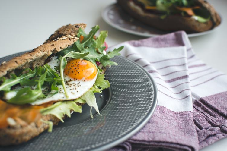 Healthy Homemade Baguette with Egg and Vegetables