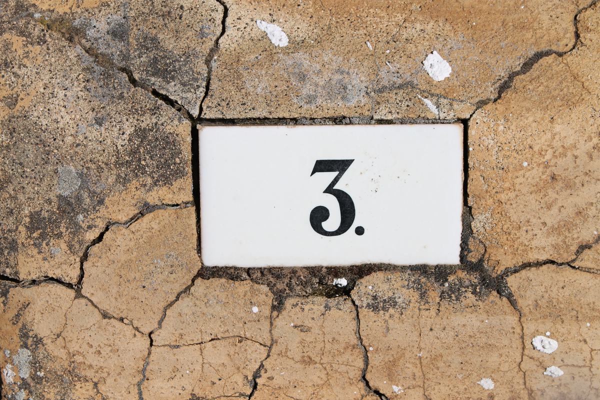 Free Photo: Number Three Sign on Old Cracked Wall