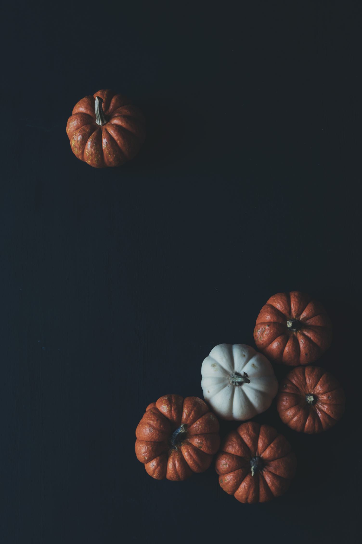 Pumpkins on Black Flat Lay