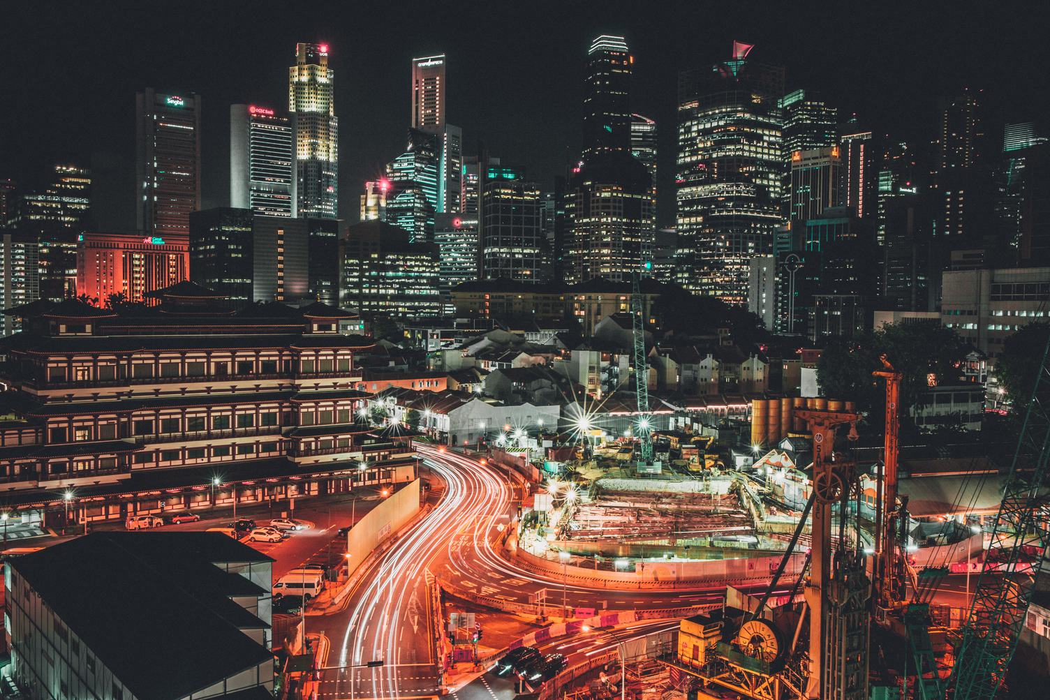 Light Trails Singapore at Night