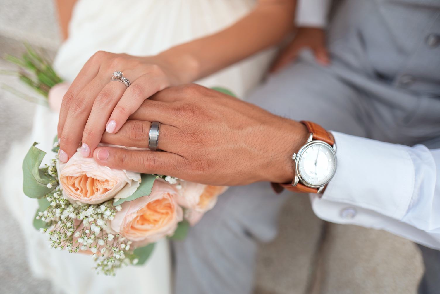 Wedding Couple Holding Hands