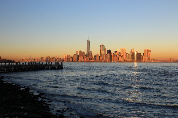 New York City, Sunset at Liberty Island, United States