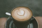Top View of Hot Cappuccino Coffee with Latte Art Heart Shape