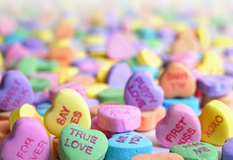 Colorful Harts Candies with Valentine's Day Inscriptions