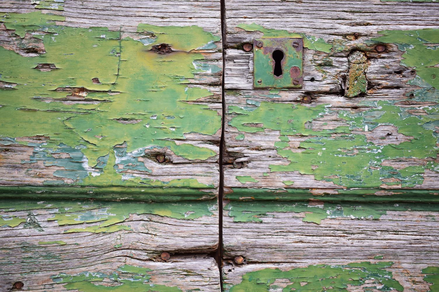 Close up of Old Flaky Wooden Door