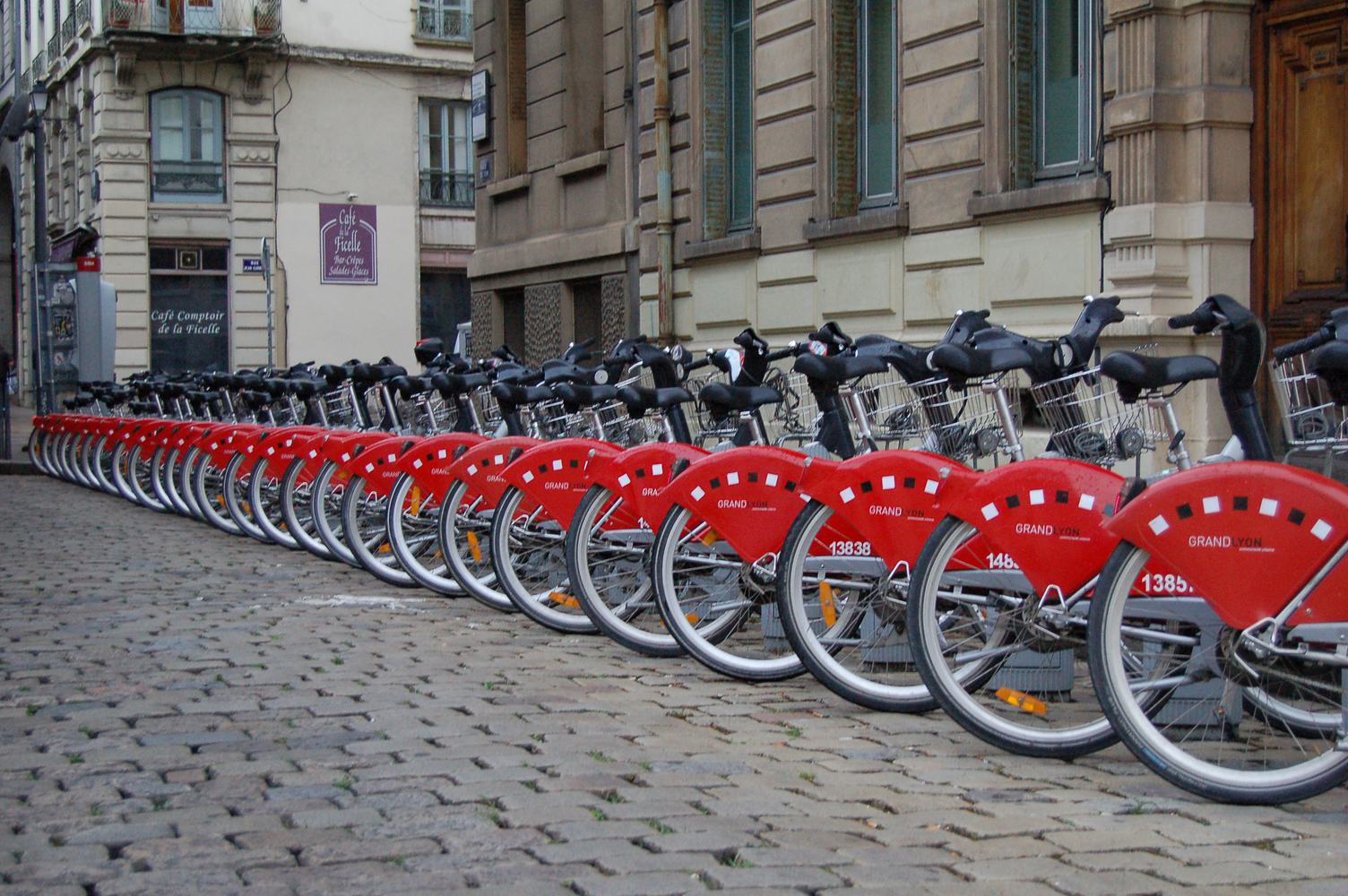 Rental City Bikes in a Row