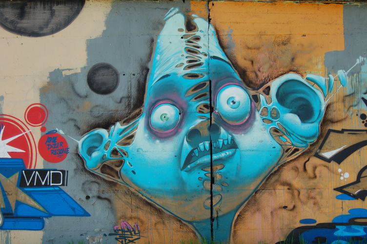 Blue Face Street Art
