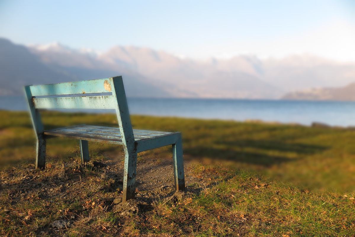 Free Photo: Bench by the Lake in the Mountains