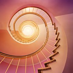 Spiral Staircase with Pink Walls