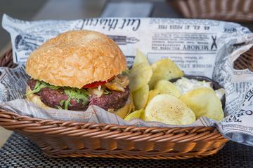 Delicious Burger and Fries in a Basket