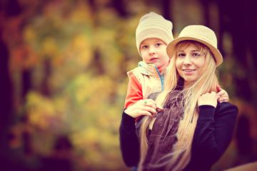 Mother with Son Autumn Portrait