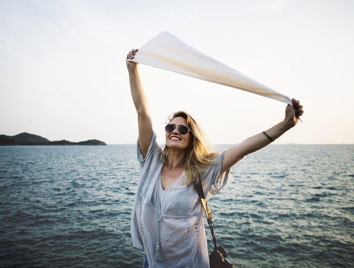 Joyful Woman on the Seashore