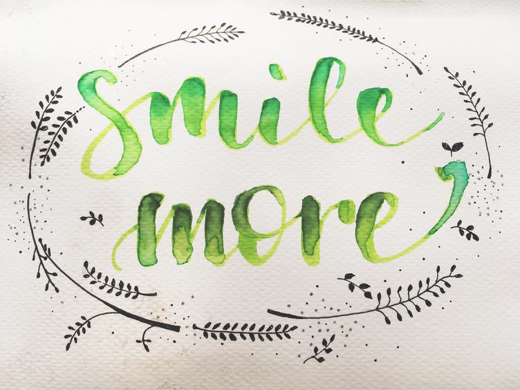 Smile More Calligraphy Inscription