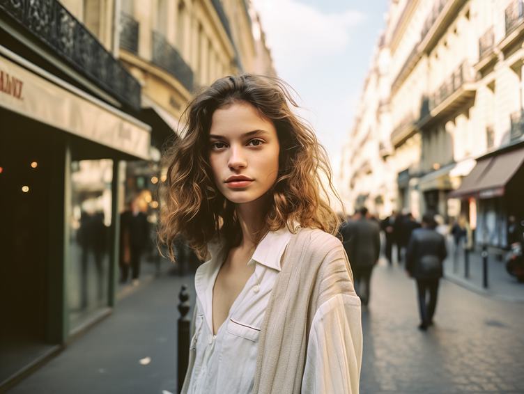 Young Woman Standing in the Street