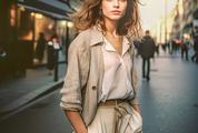 Young Woman Walking in a European City
