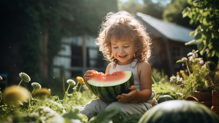 Girl Holding a Watermelon